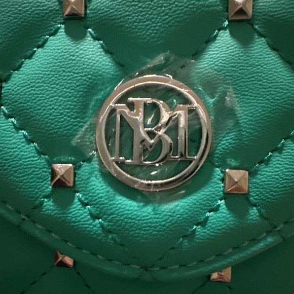 Badgley Mishka Teal Vegan Leather Crossbody Bag Purse Phone Case with Studs - Picture 2 of 9